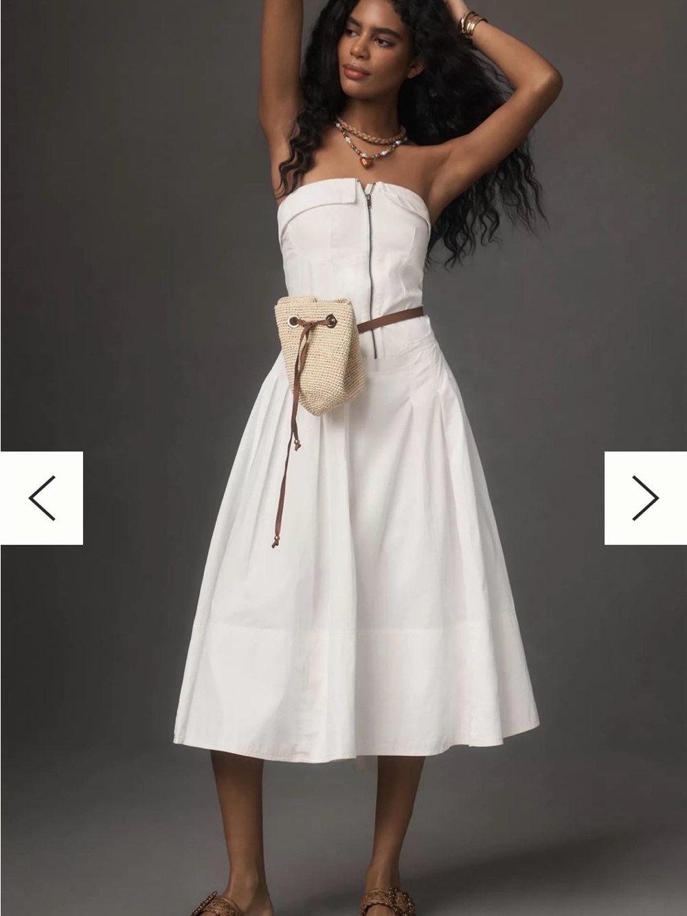 Anthropologie Pilcro Strapless Twofer Midi Dress White Modern Milkmaid